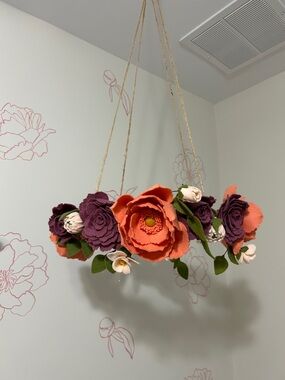 Etsy Handmade Coral and Purple Hanging Floral Mobile For Newborn